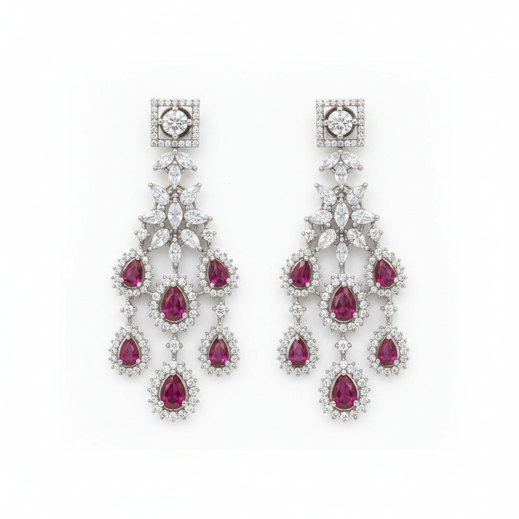 Ruby Teardrop Chandelier Earrings