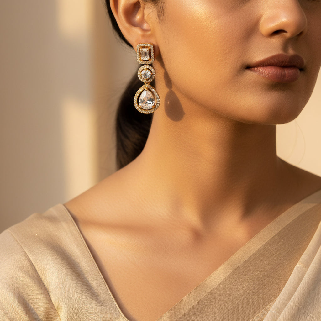 Classic Crystal Trio Drop Earrings