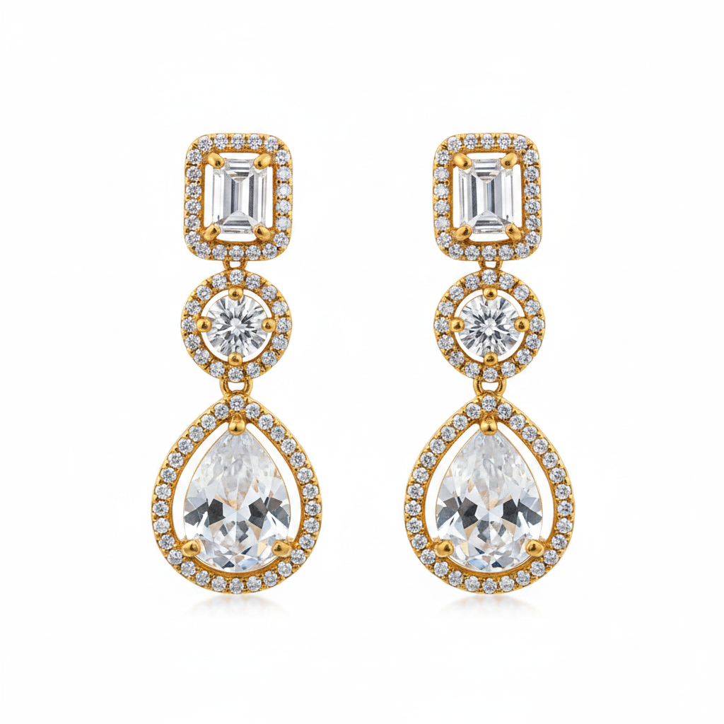 Classic Crystal Trio Drop Earrings