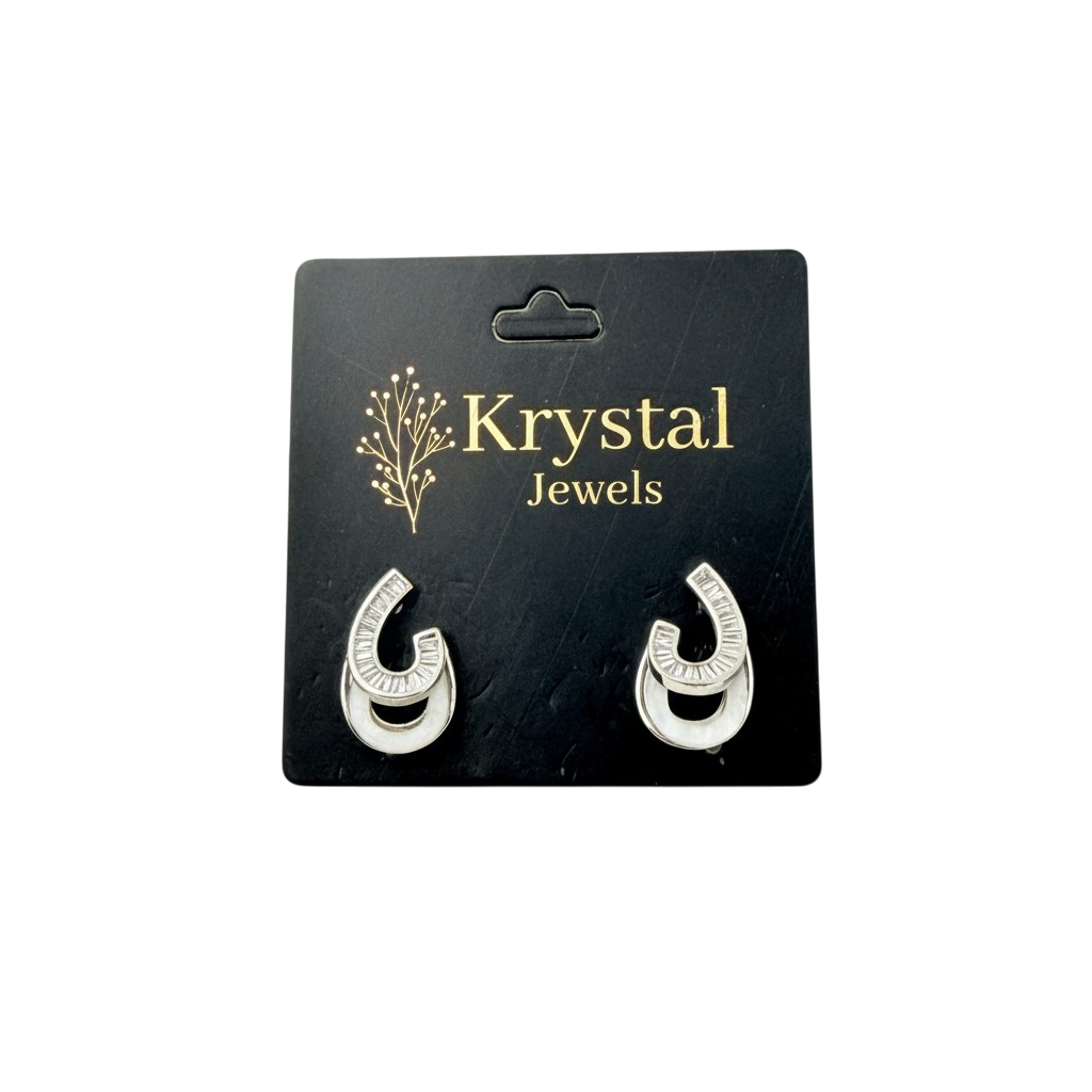 Modern Curve Crystal Stud Earrings