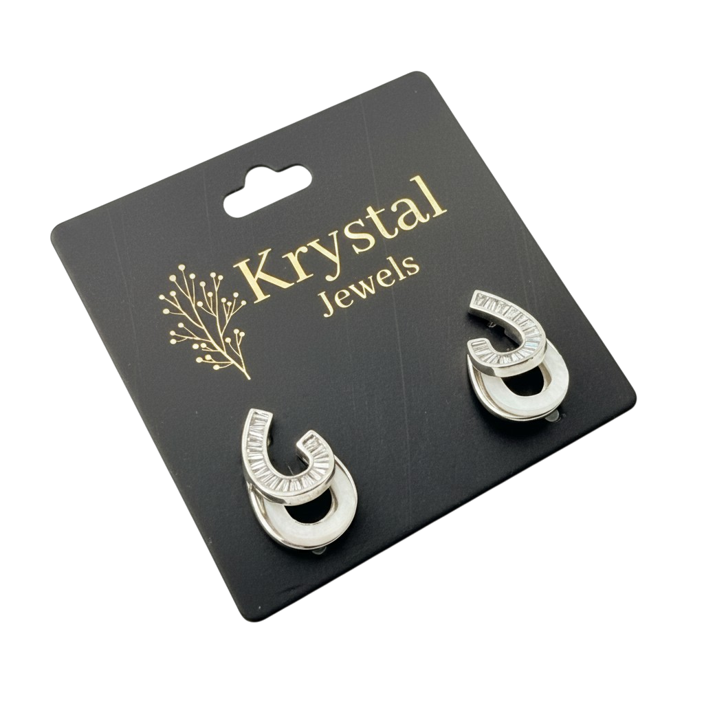 Modern Curve Crystal Stud Earrings
