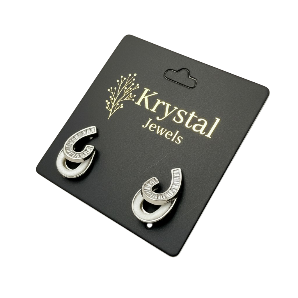 Modern Curve Crystal Stud Earrings