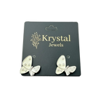 Ivory Butterfly Crystal Stud Earrings