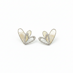 Dual Heart Pearl Inlay Stud Earrings