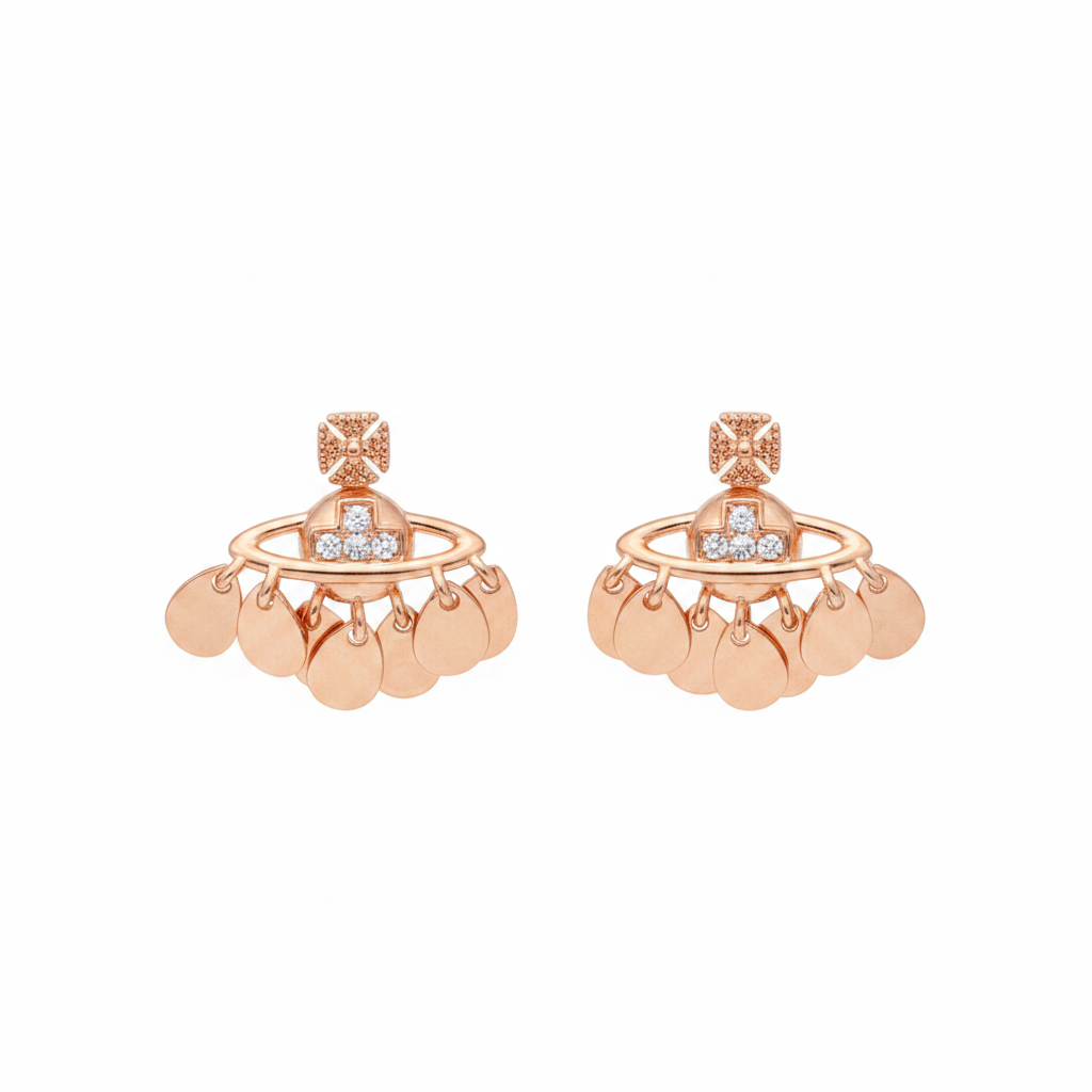 Rose Gold Coin Charm Hoop Earrings