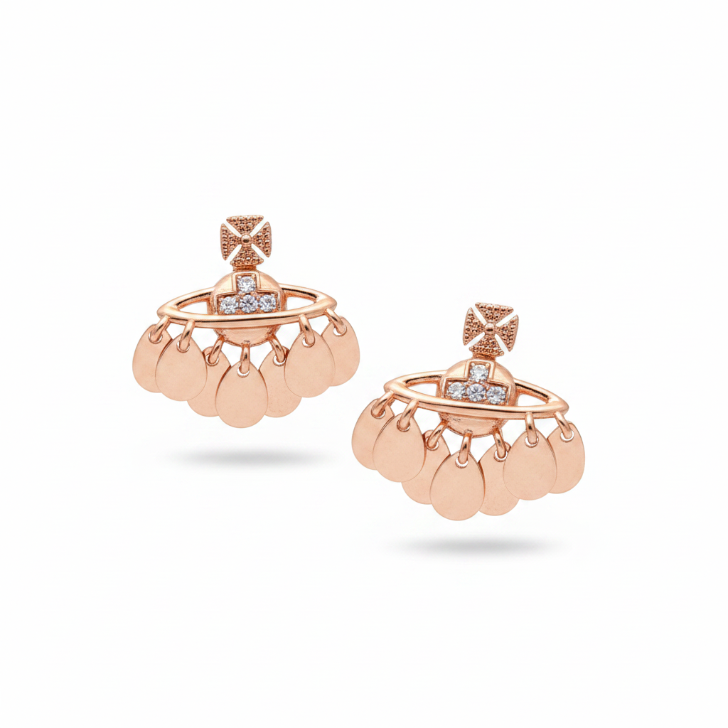 Rose Gold Coin Charm Hoop Earrings