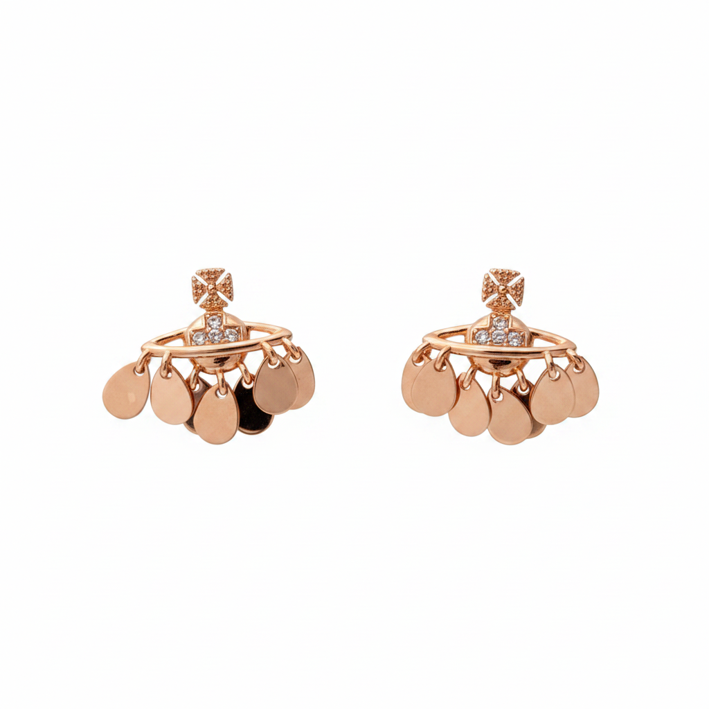 Rose Gold Coin Charm Hoop Earrings
