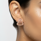 Rose Gold Filigree Triangle Stud Earrings