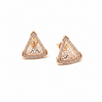 Rose Gold Filigree Triangle Stud Earrings