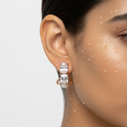 Rose Gold Dual Stone Hoop Earrings