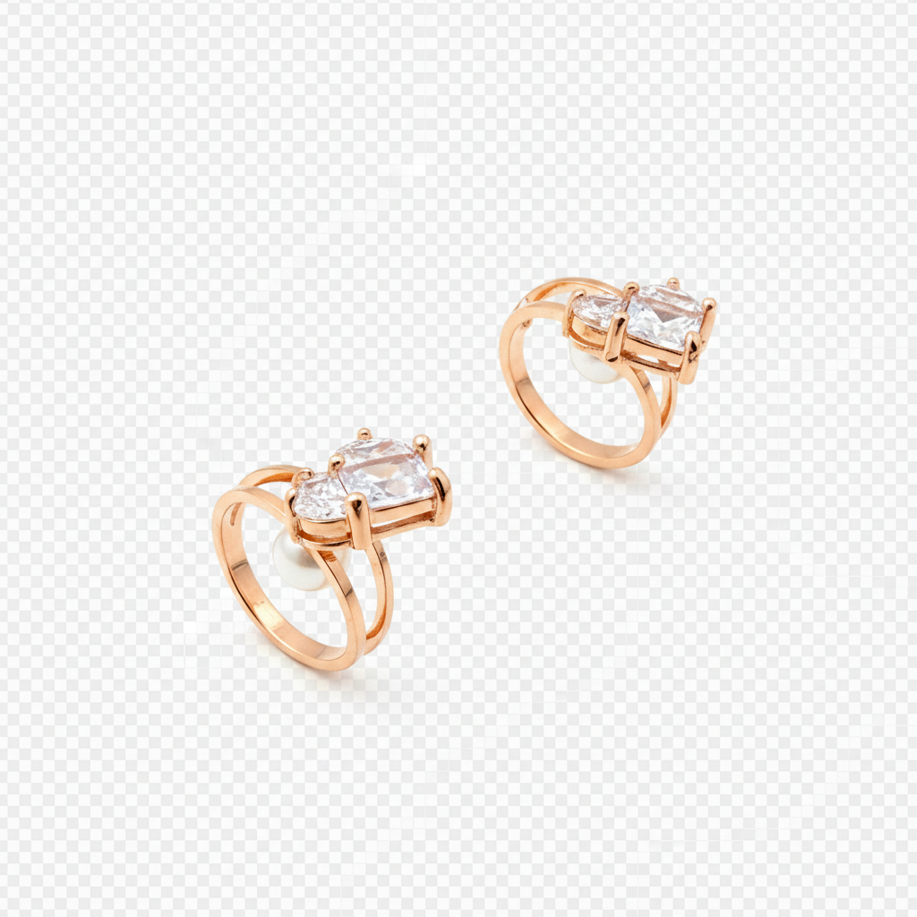 Rose Gold Dual Stone Hoop Earrings