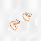 Rose Gold Dual Stone Hoop Earrings