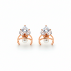 Rose Gold Dual Stone Hoop Earrings