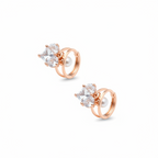 Rose Gold Dual Stone Hoop Earrings