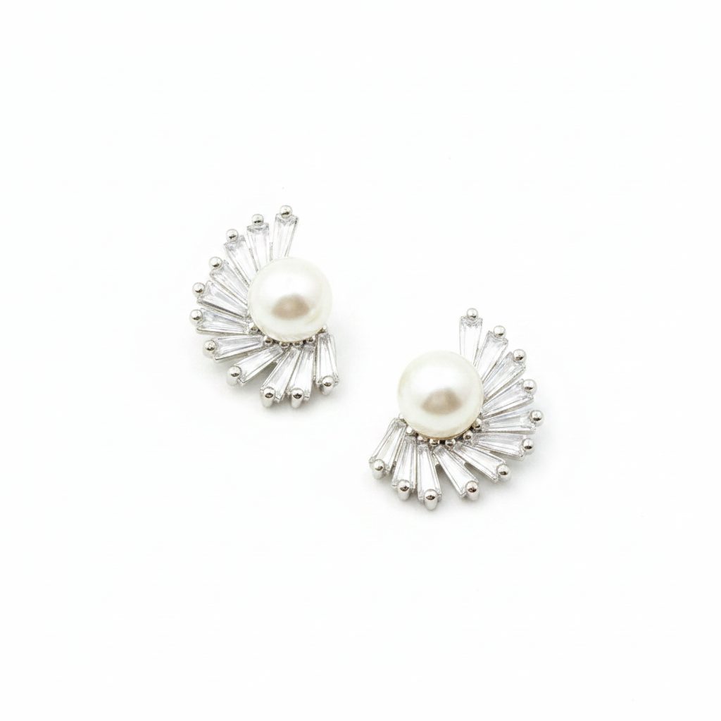 Pearl Radiance Sunburst Stud Earrings