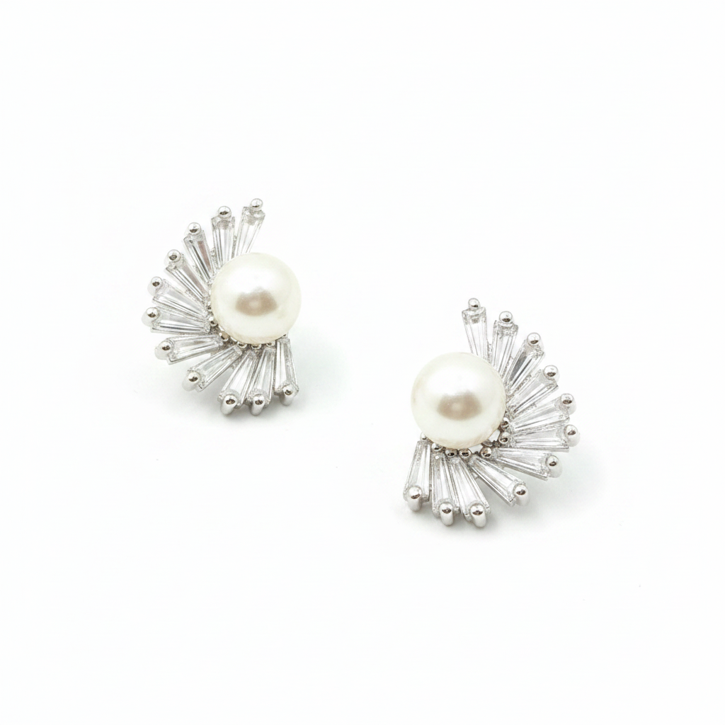 Pearl Radiance Sunburst Stud Earrings