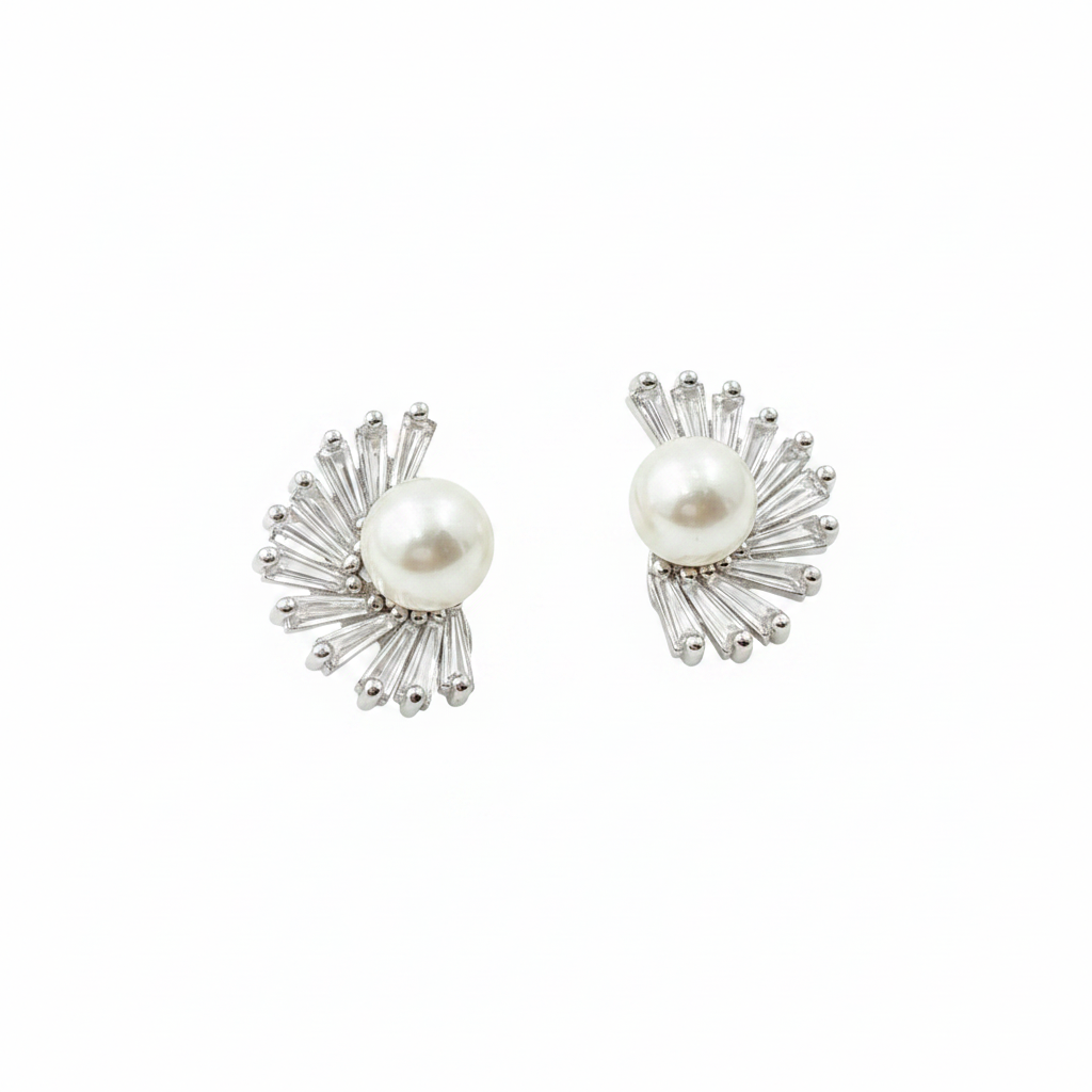Pearl Radiance Sunburst Stud Earrings