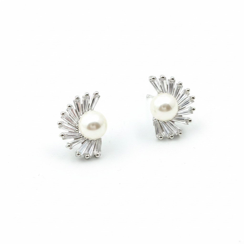 Pearl Radiance Sunburst Stud Earrings