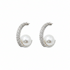 Pearl Curve Crystal Hoop Earrings