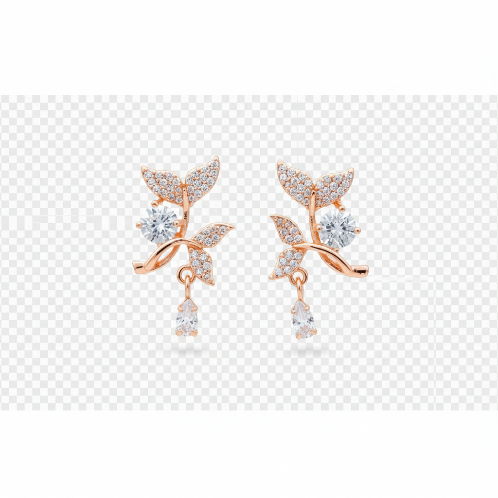 Rose Gold Leaf Drop Earrings