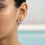 Rose Gold Floral Crystal Stud Earrings