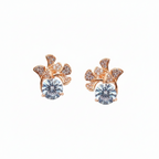 Rose Gold Floral Crystal Stud Earrings
