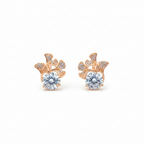 Rose Gold Floral Crystal Stud Earrings