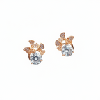Rose Gold Floral Crystal Stud Earrings