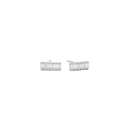 Silver Baguette Crystal Bar Stud Earrings