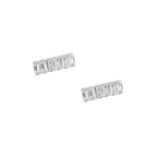 Silver Baguette Crystal Bar Stud Earrings