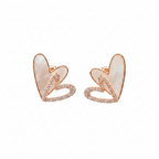 Rose Gold Double Heart Stud Earrings