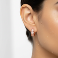 Rose Gold Curved Crystal Huggie Earrings