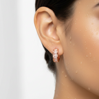 Rose Gold Curved Crystal Huggie Earrings