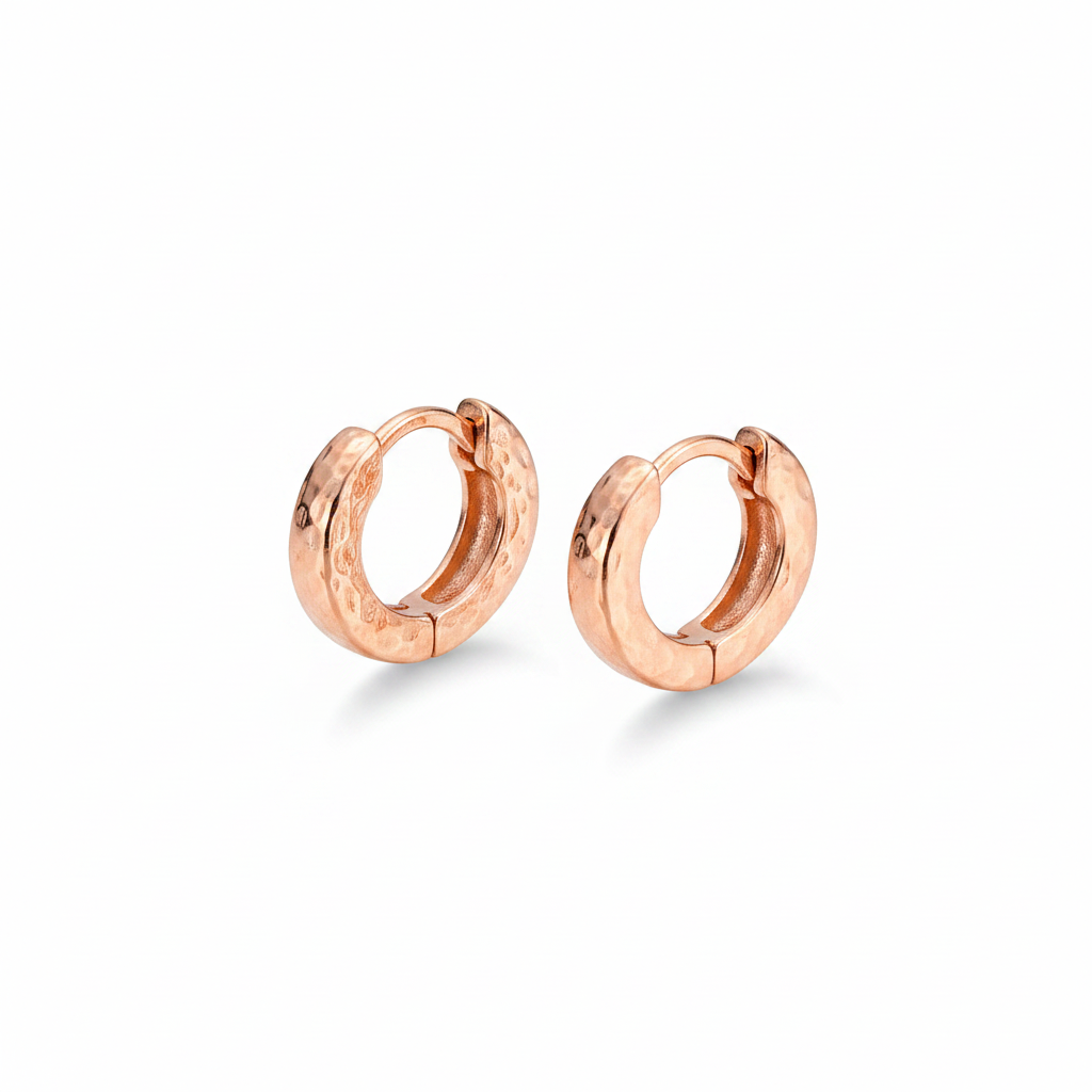 Rose Gold Curved Crystal Huggie Earrings