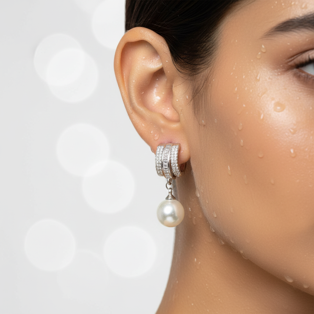 Silver Dual-Hoop Crystal Earrings