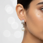 Silver Dual-Hoop Crystal Earrings
