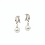 Silver Dual-Hoop Crystal Earrings