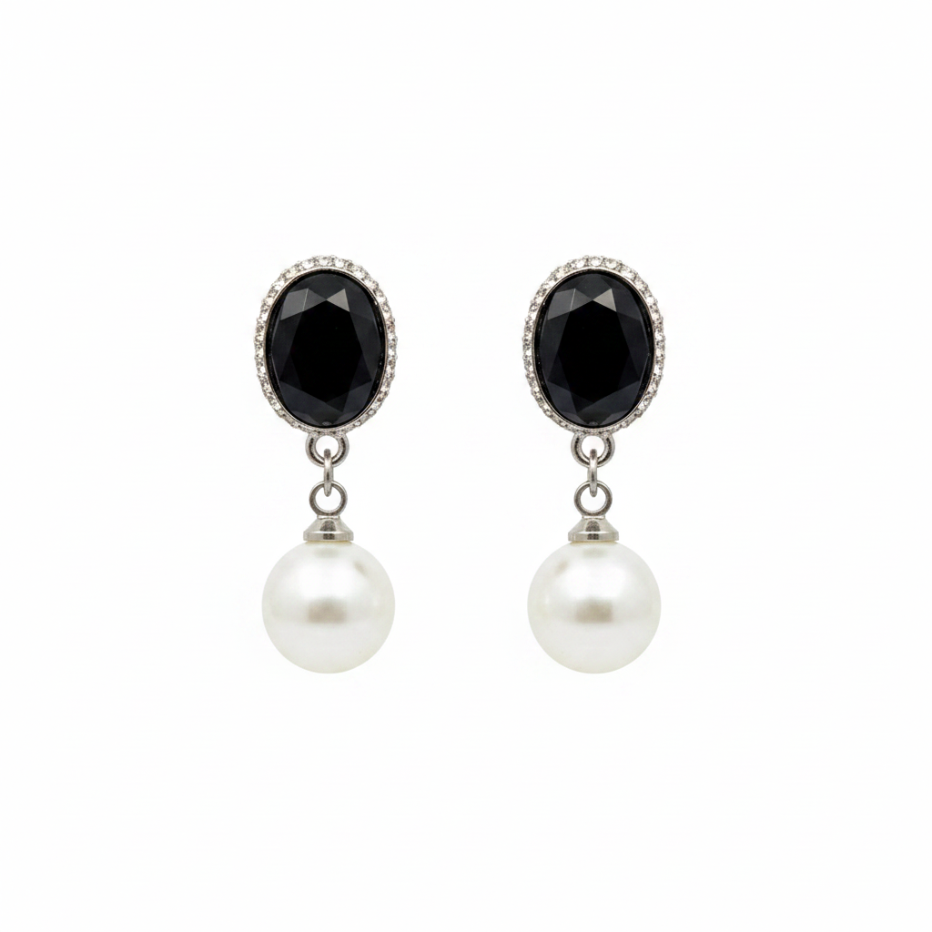 Silver Dual-Hoop Crystal Earrings