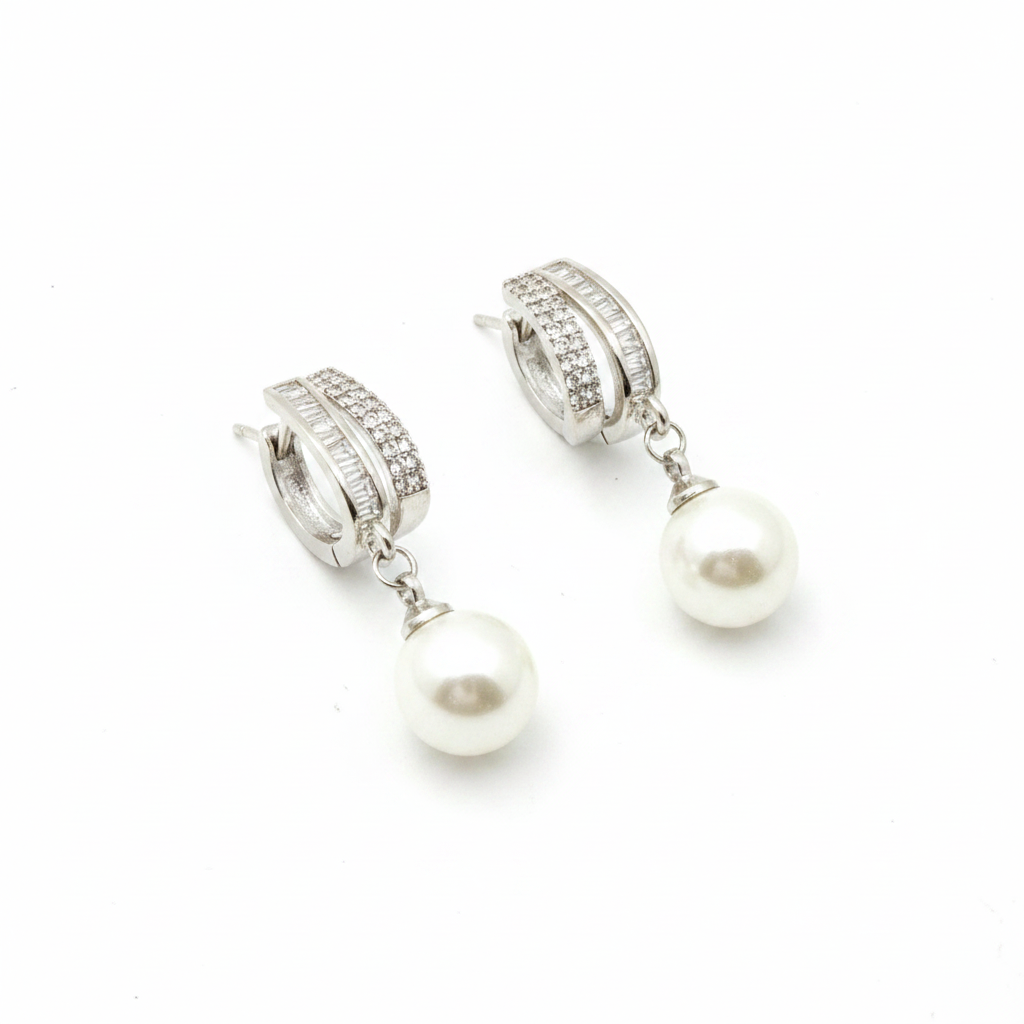 Silver Dual-Hoop Crystal Earrings