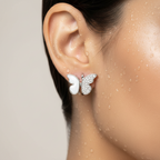 Dual-Tone Butterfly Huggie Earrings