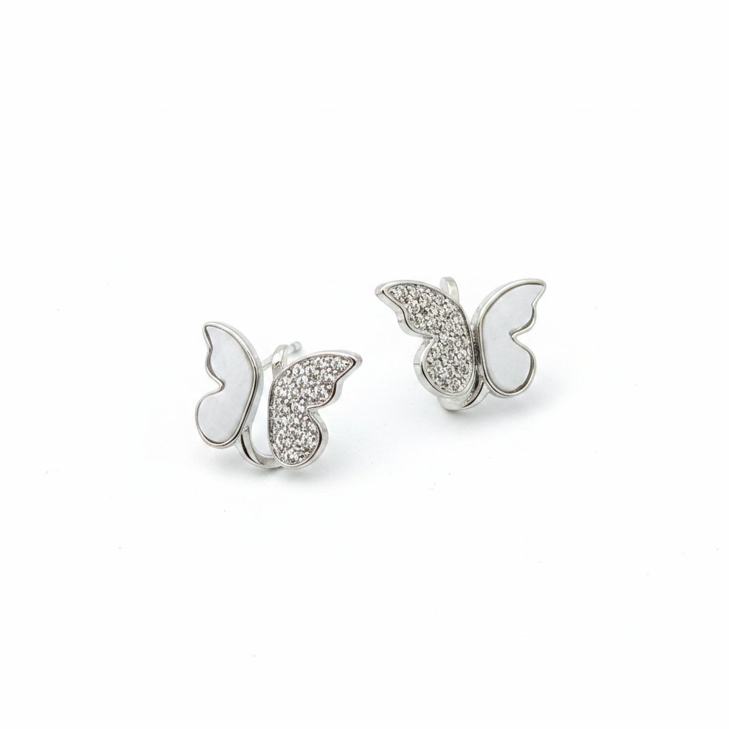 Dual-Tone Butterfly Huggie Earrings