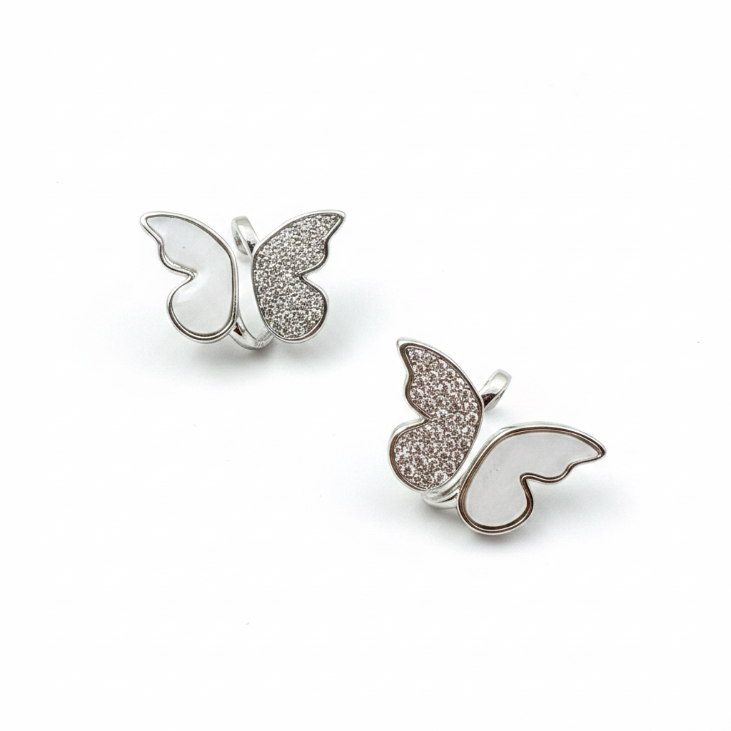 Dual-Tone Butterfly Huggie Earrings