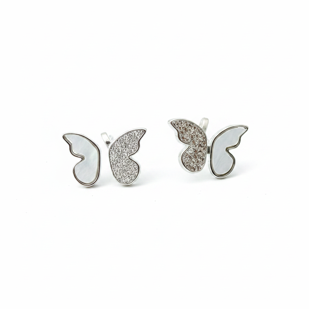 Dual-Tone Butterfly Huggie Earrings