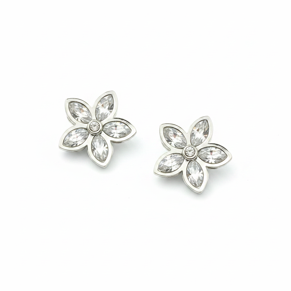 Crystal Petal Bloom Stud Earrings