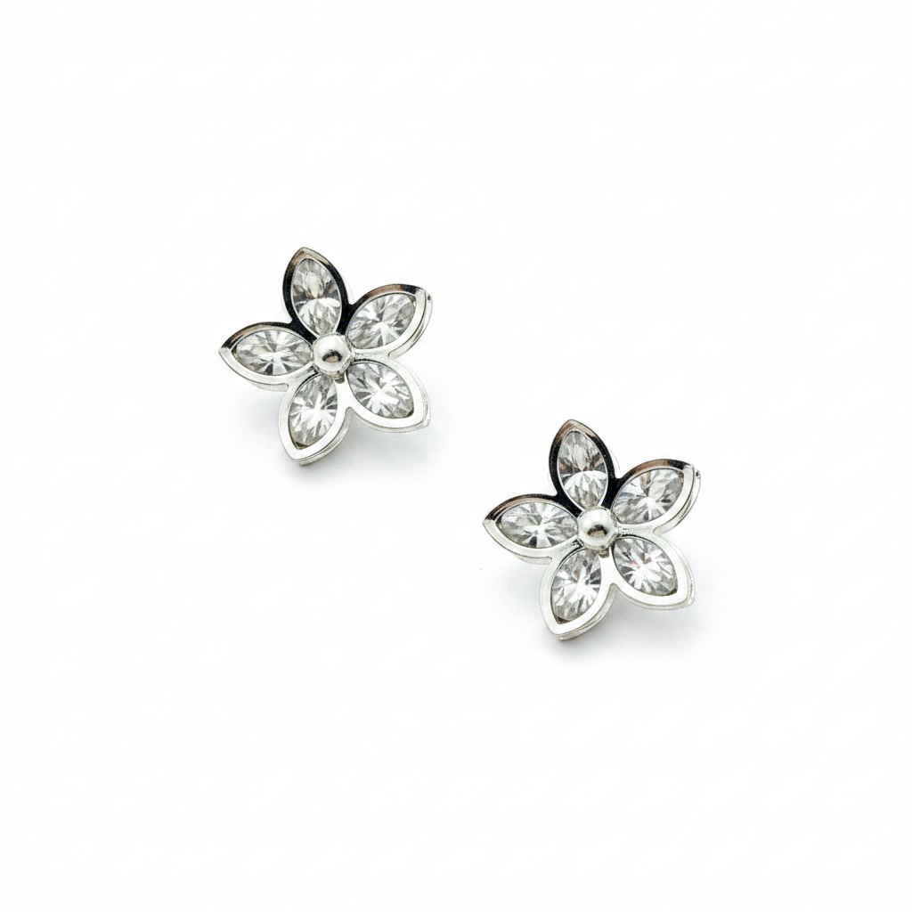 Crystal Petal Bloom Stud Earrings