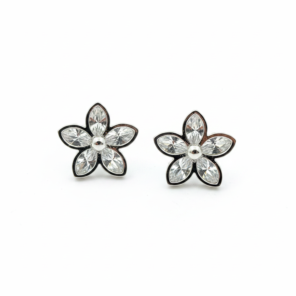 Crystal Petal Bloom Stud Earrings