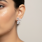 Floral Crystal Drop Stud Earrings