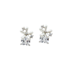 Floral Crystal Drop Stud Earrings