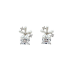 Floral Crystal Drop Stud Earrings