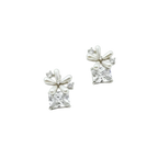 Floral Crystal Drop Stud Earrings